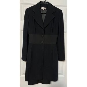 Heidi Weisel New York Wool Dress Suit Set Black Sleeveless Career Formal‎